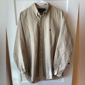 Ralph Lauren Blake khaki cotton button down shirt